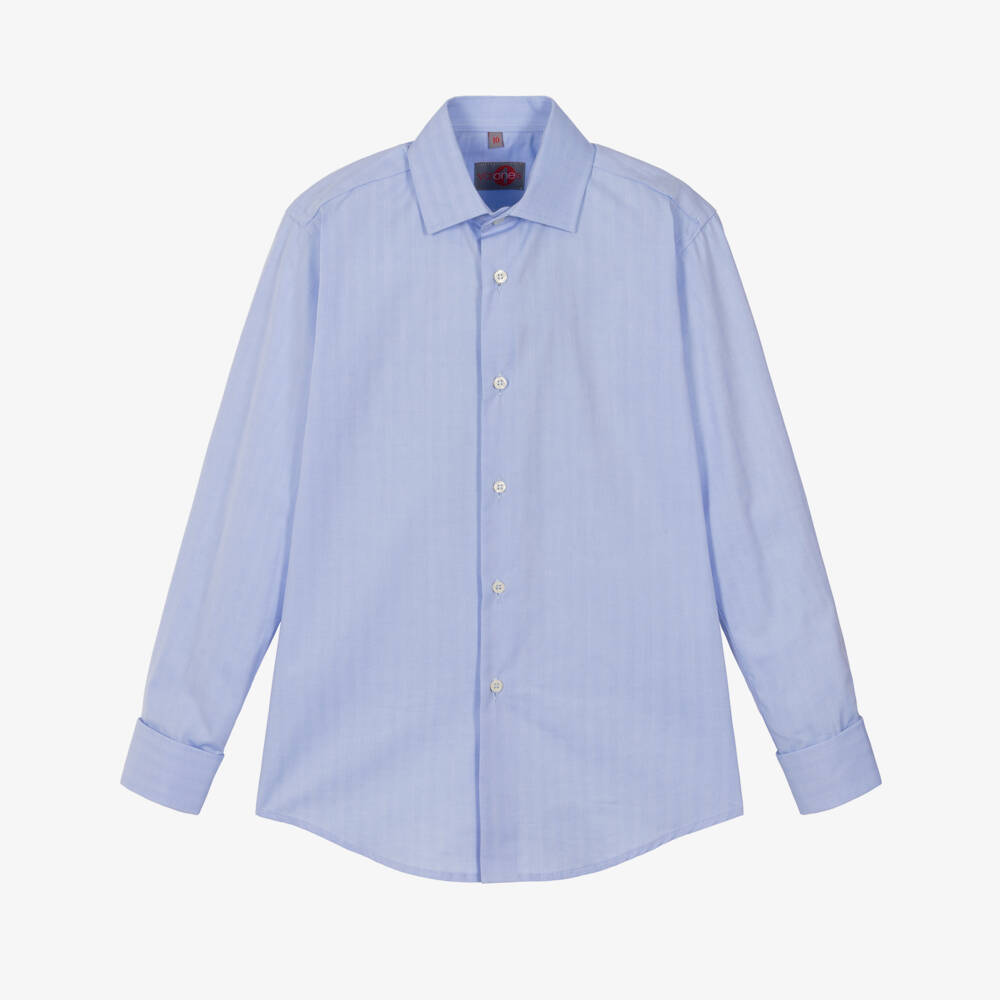 Varones One-Boys Blue Long Sleeved Shirt with Cufflinks | Childrensalon Outlet