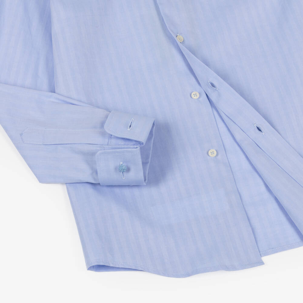 Varones One-Boys Blue Long Sleeved Shirt with Cufflinks | Childrensalon Outlet