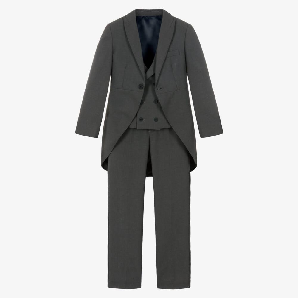 Varones One-Boys Grey Tailcoat Suit | Childrensalon Outlet