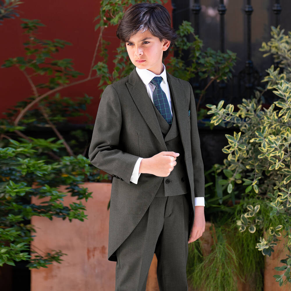 Varones One-Boys Grey Tailcoat Suit | Childrensalon Outlet