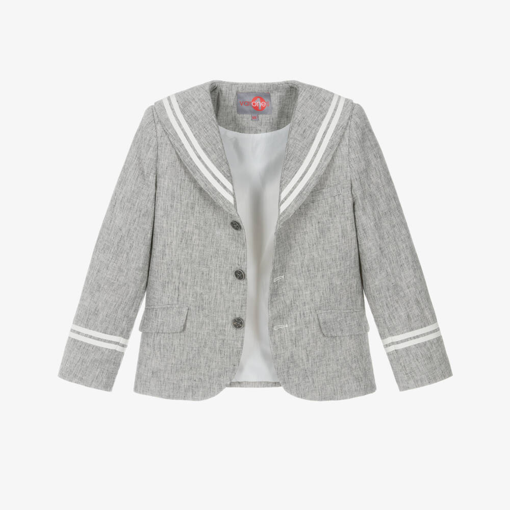 Varones One-Boys Grey & White Sailor Suit | Childrensalon Outlet
