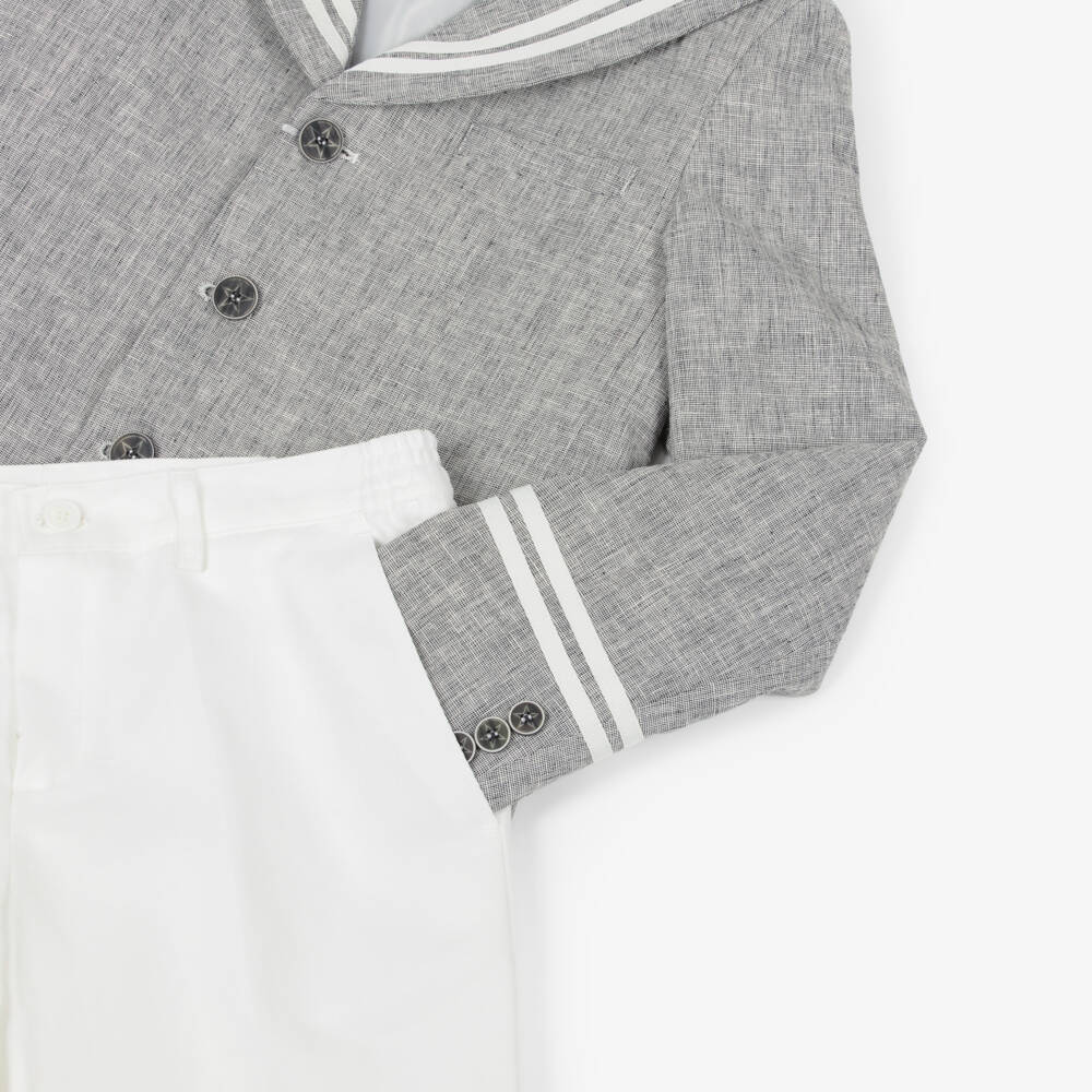 Varones One-Boys Grey & White Sailor Suit | Childrensalon Outlet