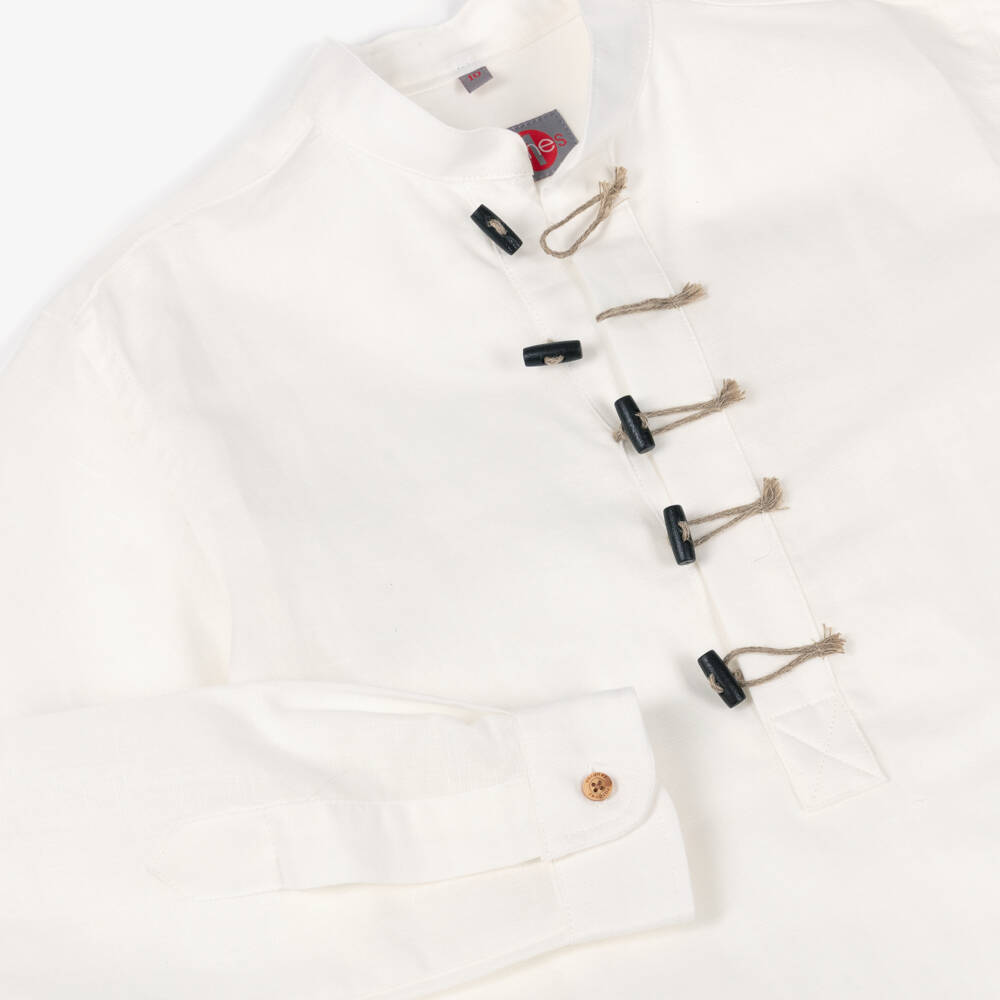 Varones One-Boys Ivory Collarless Shirt | Childrensalon Outlet