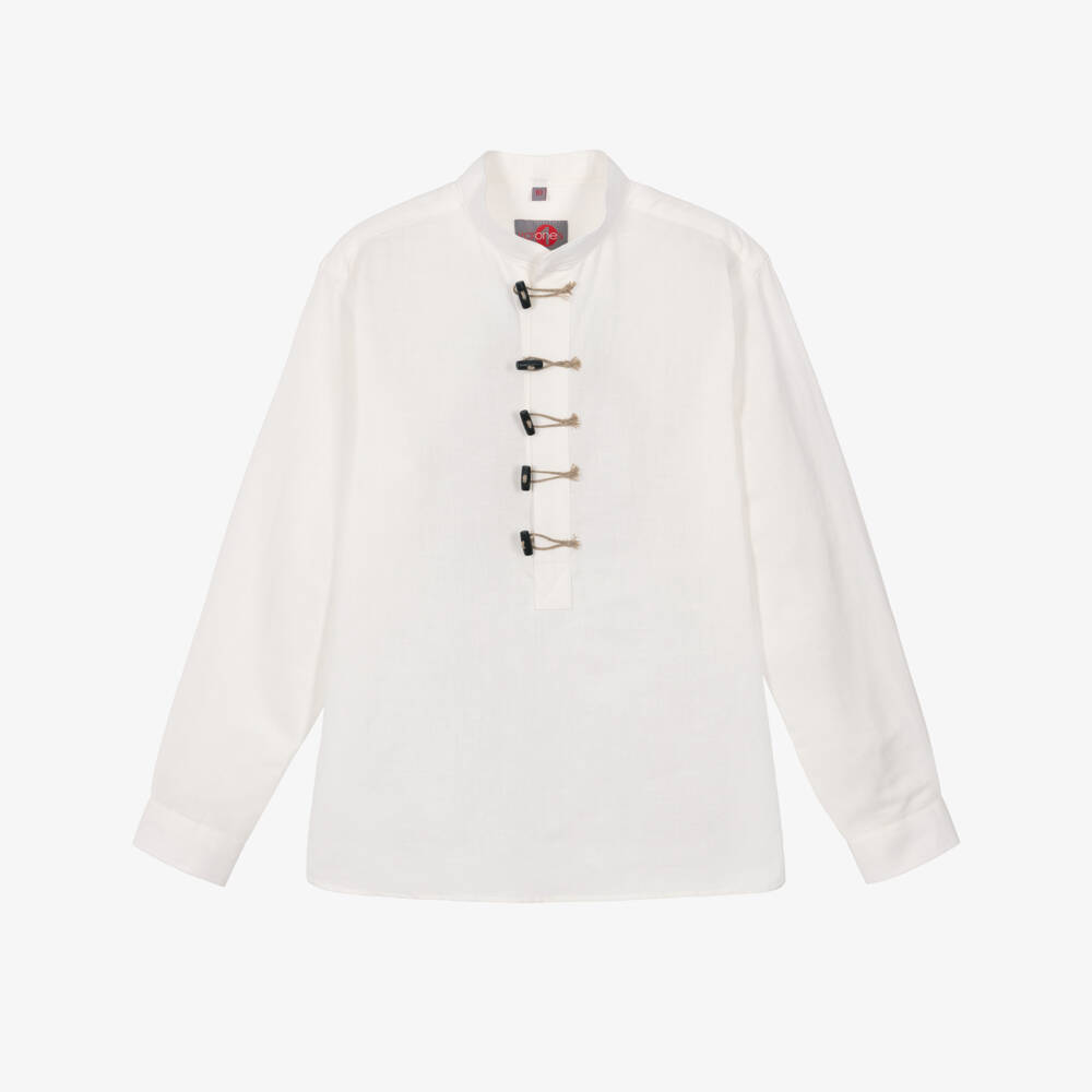 Varones One-Boys Ivory Collarless Shirt | Childrensalon Outlet