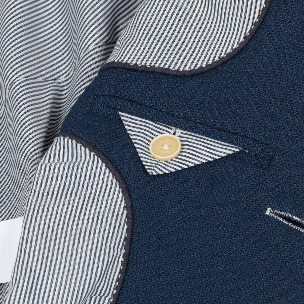 Varones One-Boys Navy Blue Blazer with Velvet Elbow Patches | Childrensalon Outlet