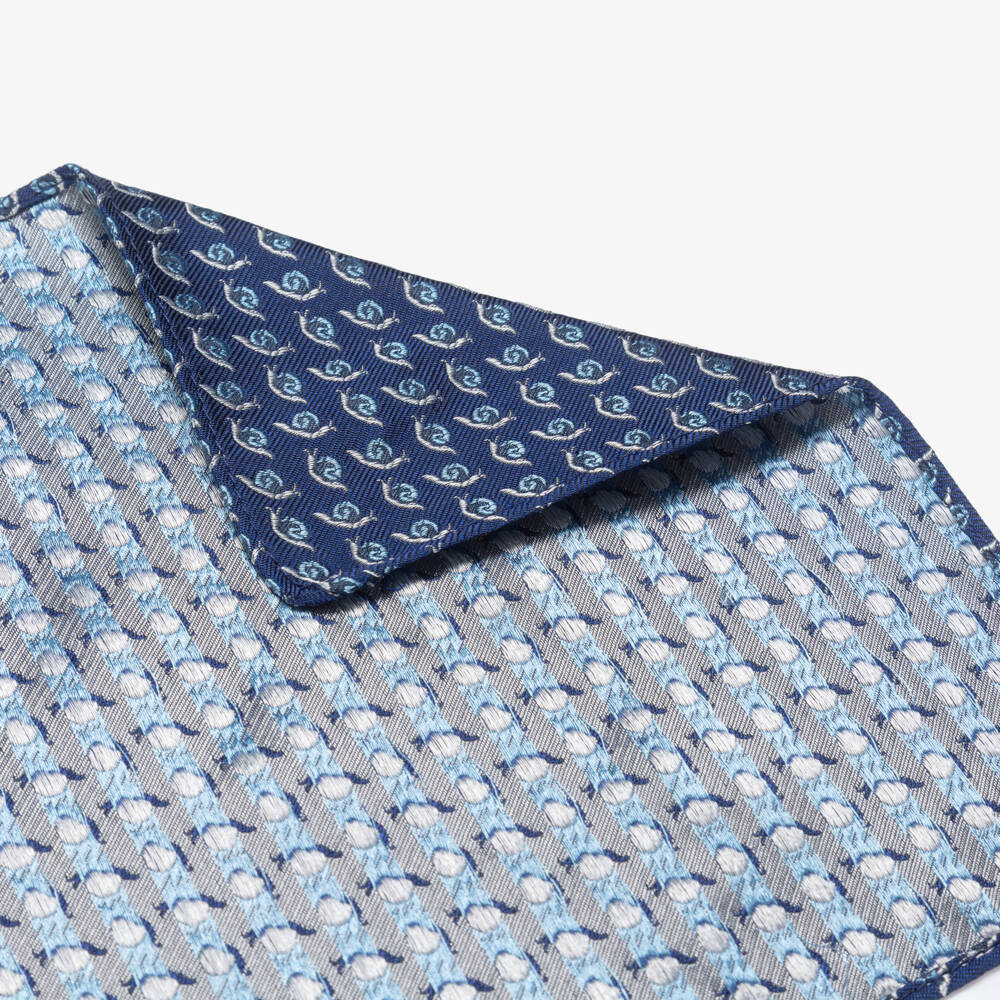 Varones One-Boys Navy Blue Snail Pattern Pocket Square | Childrensalon Outlet