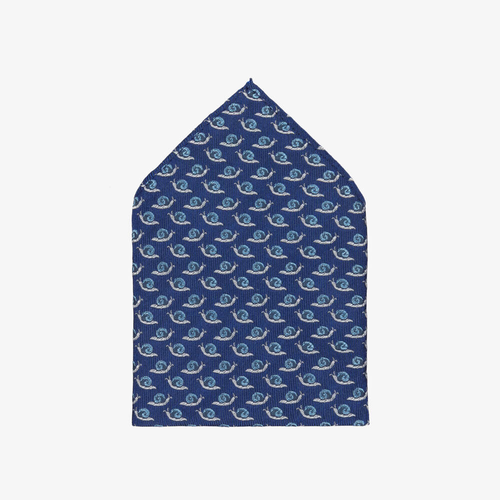 Varones One-Boys Navy Blue Snail Pattern Pocket Square | Childrensalon Outlet