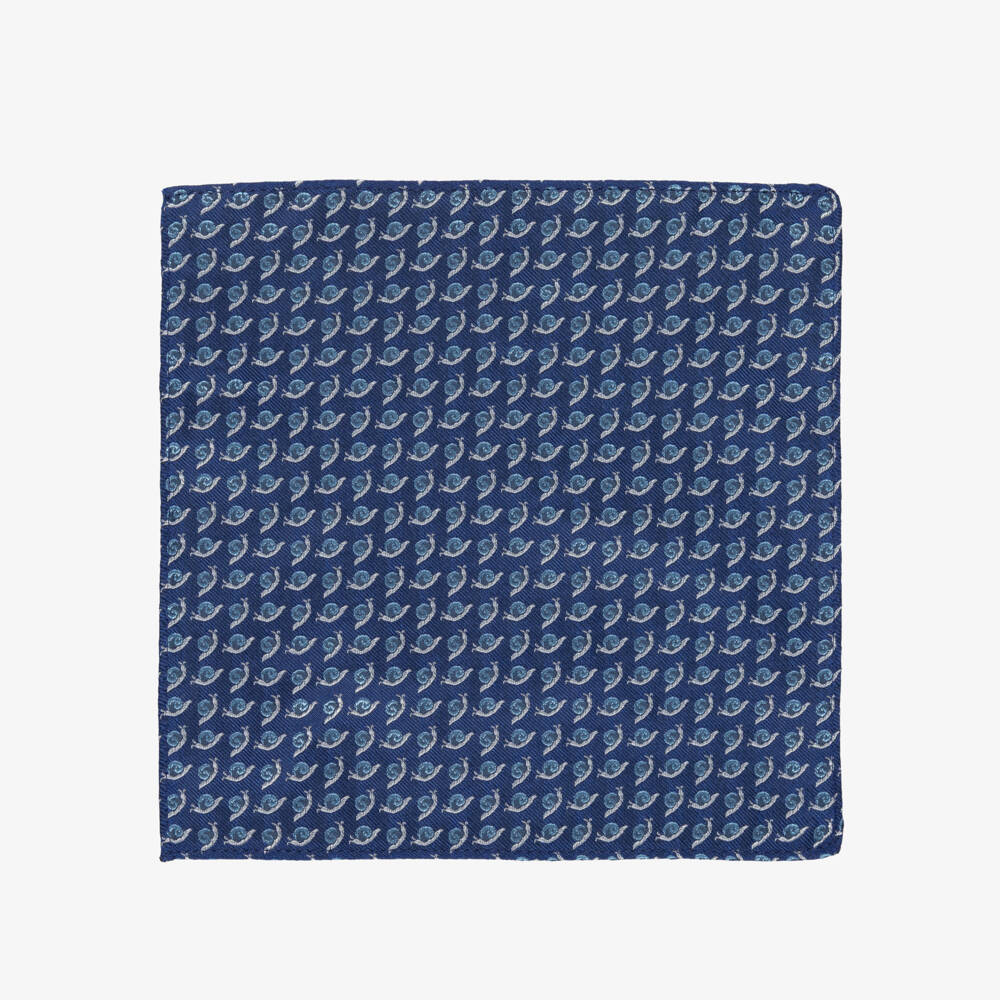 Varones One-Boys Navy Blue Snail Pattern Pocket Square | Childrensalon Outlet