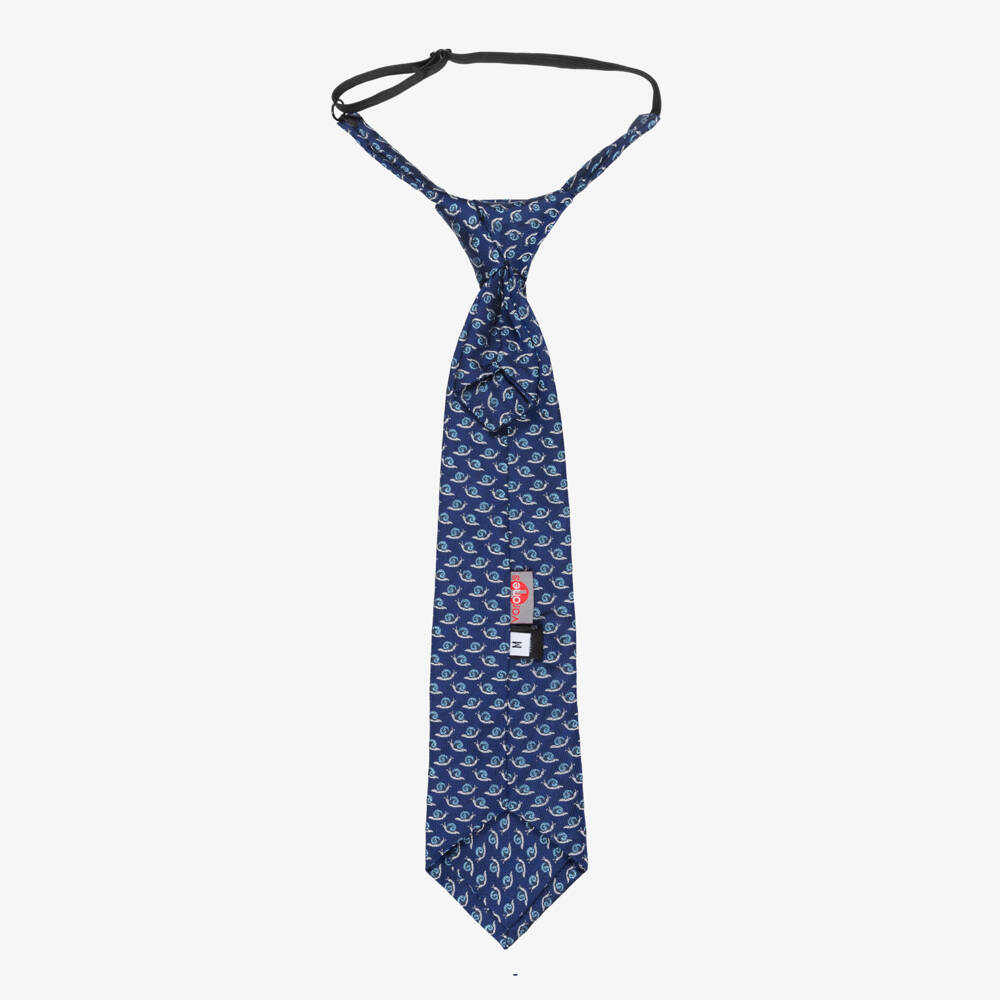 Varones One-Boys Navy Blue Snail Pattern Tie | Childrensalon Outlet