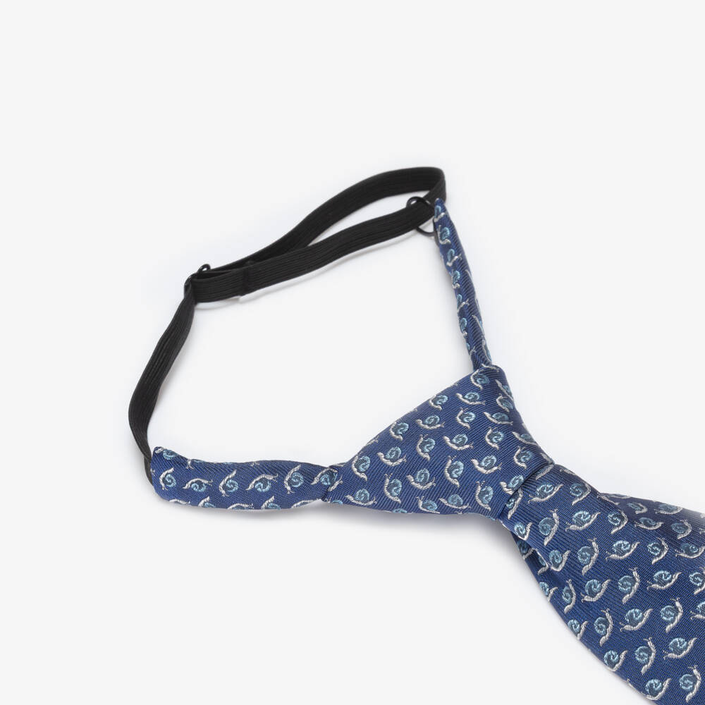 Varones One-Boys Navy Blue Snail Pattern Tie | Childrensalon Outlet