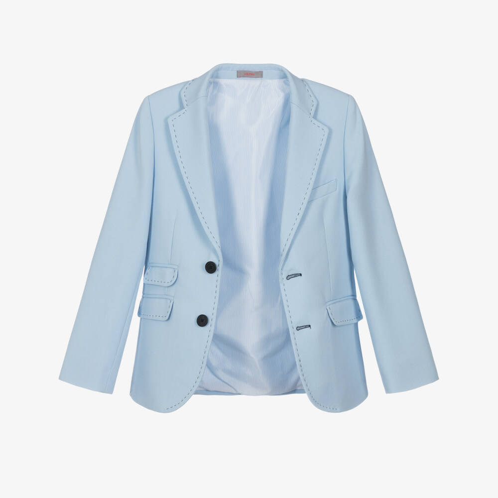 Varones One-Boys Sky Blue Blazer with Stitch Detailing | Childrensalon Outlet