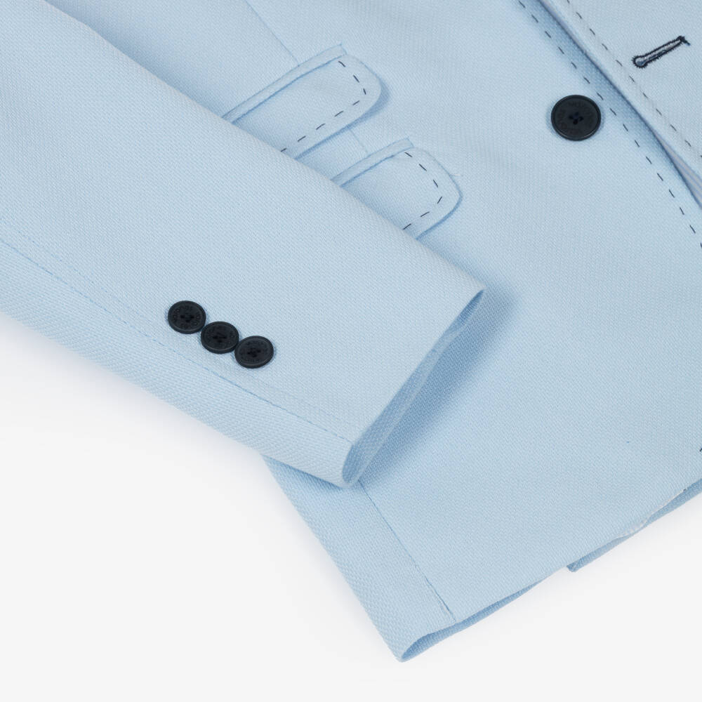 Varones One-Boys Sky Blue Blazer with Stitch Detailing | Childrensalon Outlet