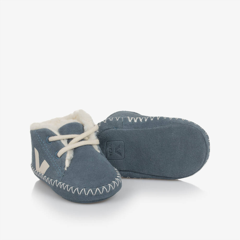 VEJA-Blue Suede Leather Pierre Pre-Walker Shoes | Childrensalon Outlet