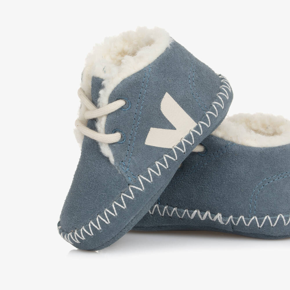 VEJA-Blue Suede Leather Pierre Pre-Walker Shoes | Childrensalon Outlet