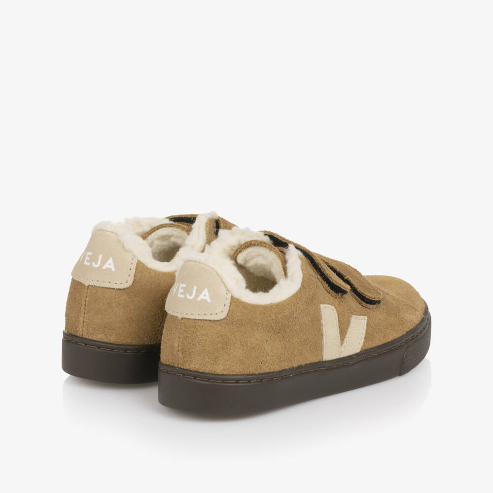 VEJA-Boys Beige Suede Leather Velcro Trainers | Childrensalon Outlet