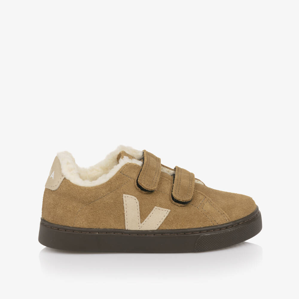 VEJA-Boys Beige Suede Leather Velcro Trainers | Childrensalon Outlet