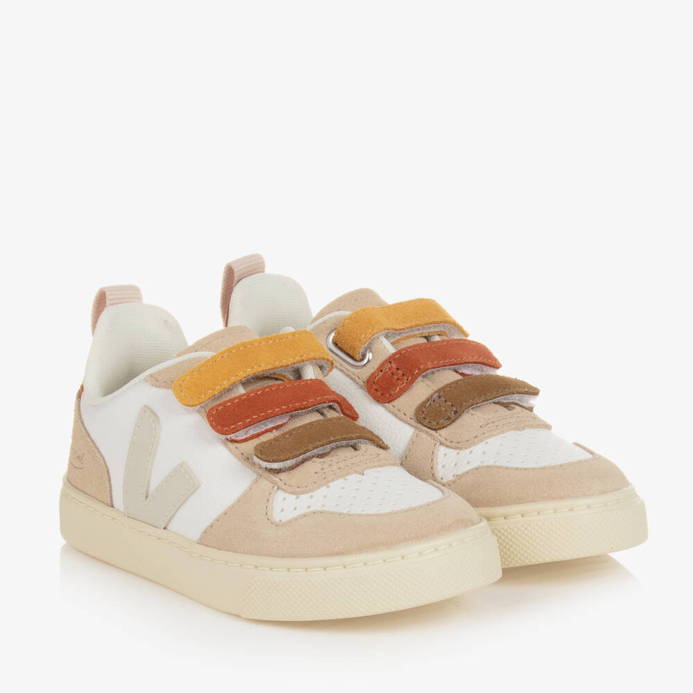 VEJA-Boys Beige White Leather Trainers | Childrensalon Outlet