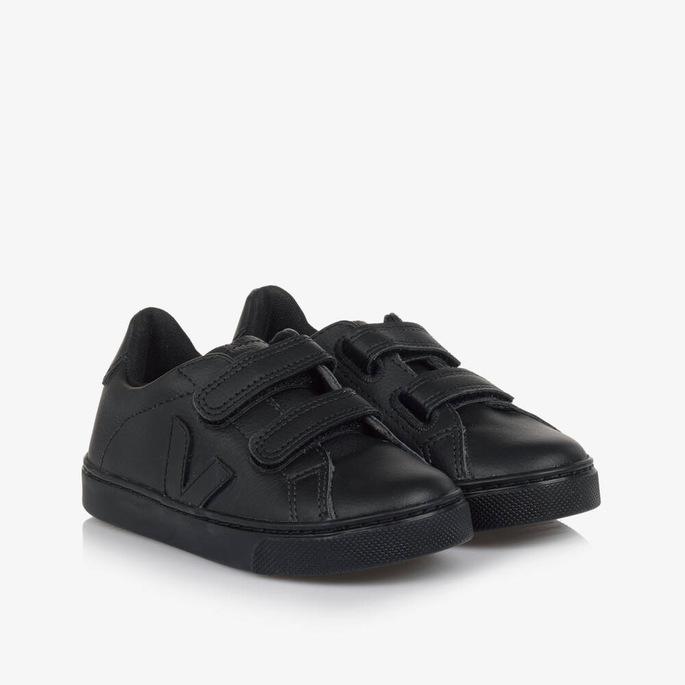 VEJA-Boys Black Leather Esplar Velcro Trainers | Childrensalon Outlet