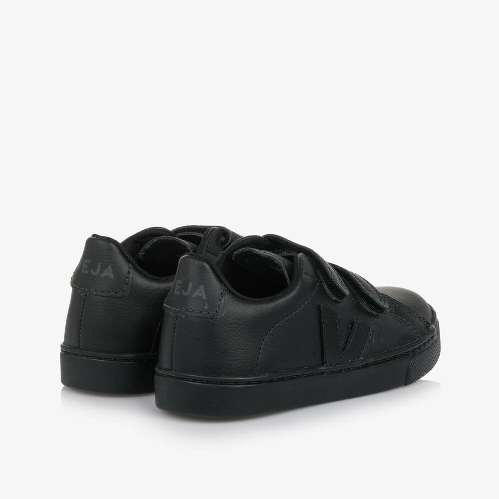 VEJA-Boys Black Leather Esplar Velcro Trainers | Childrensalon Outlet