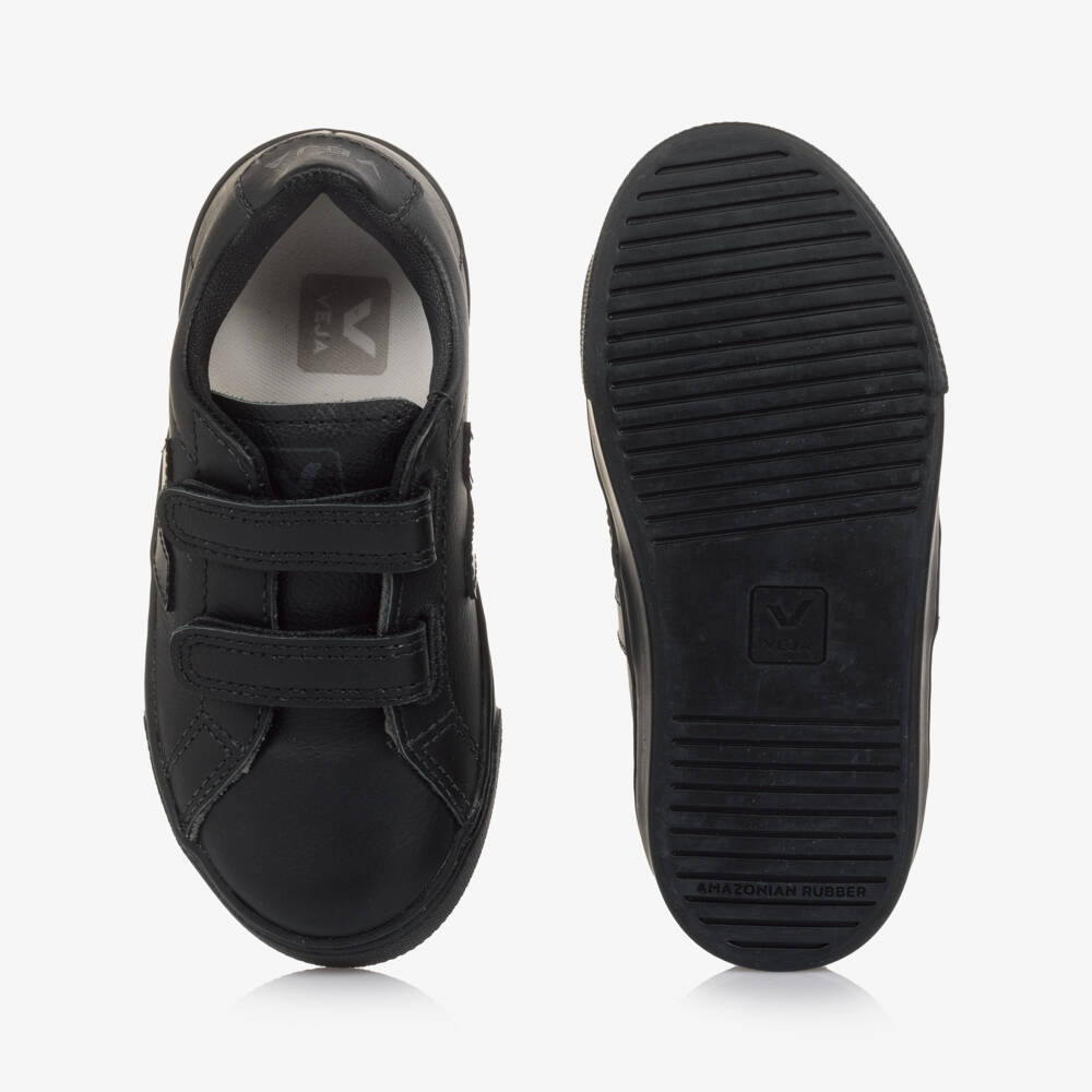VEJA-Boys Black Leather Esplar Velcro Trainers | Childrensalon Outlet