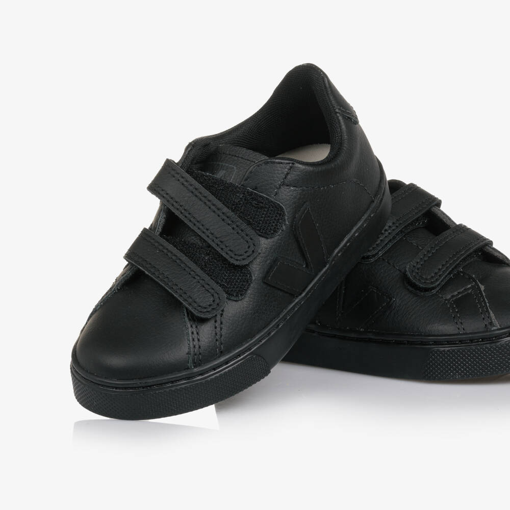 VEJA-Boys Black Leather Esplar Velcro Trainers | Childrensalon Outlet