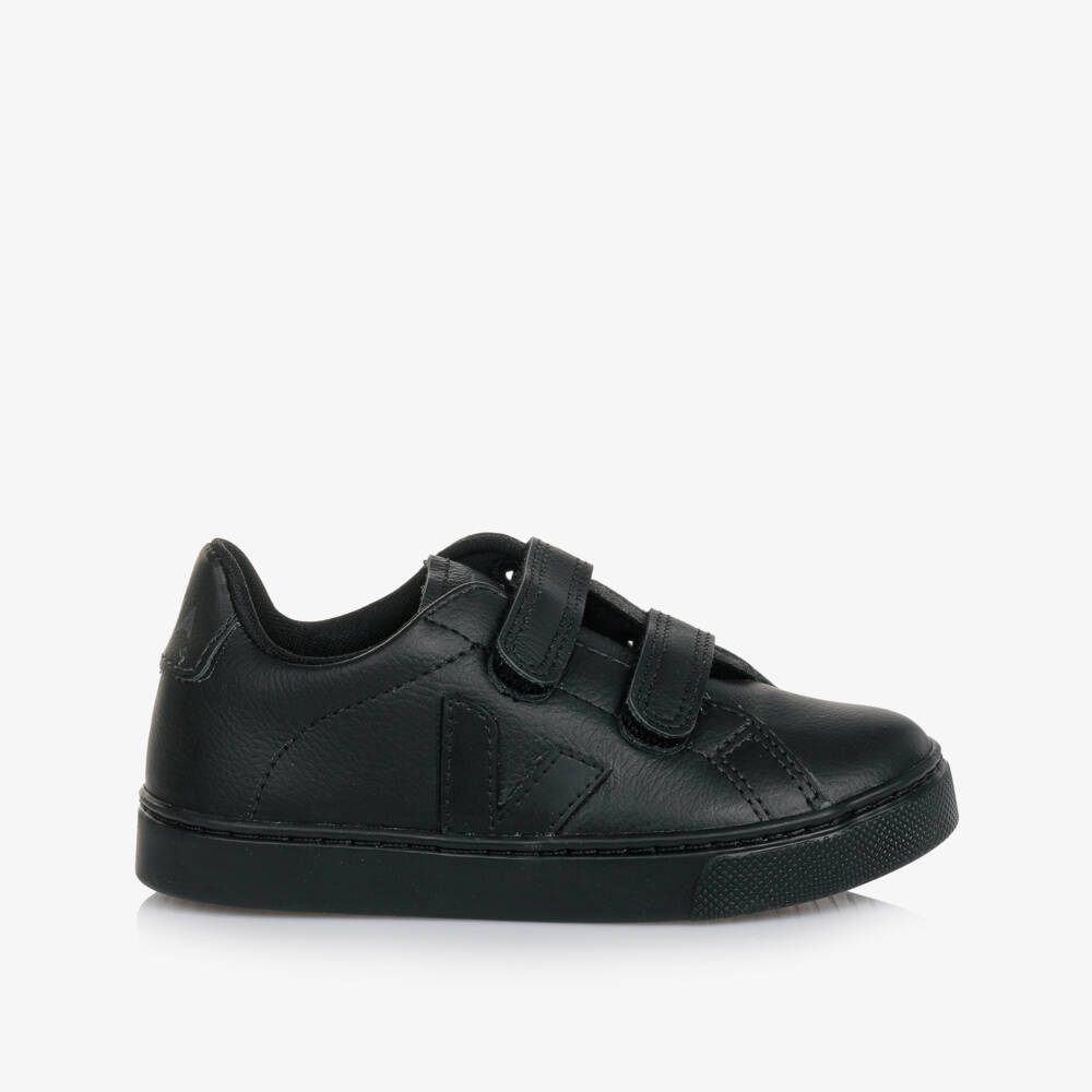 VEJA-Boys Black Leather Esplar Velcro Trainers | Childrensalon Outlet