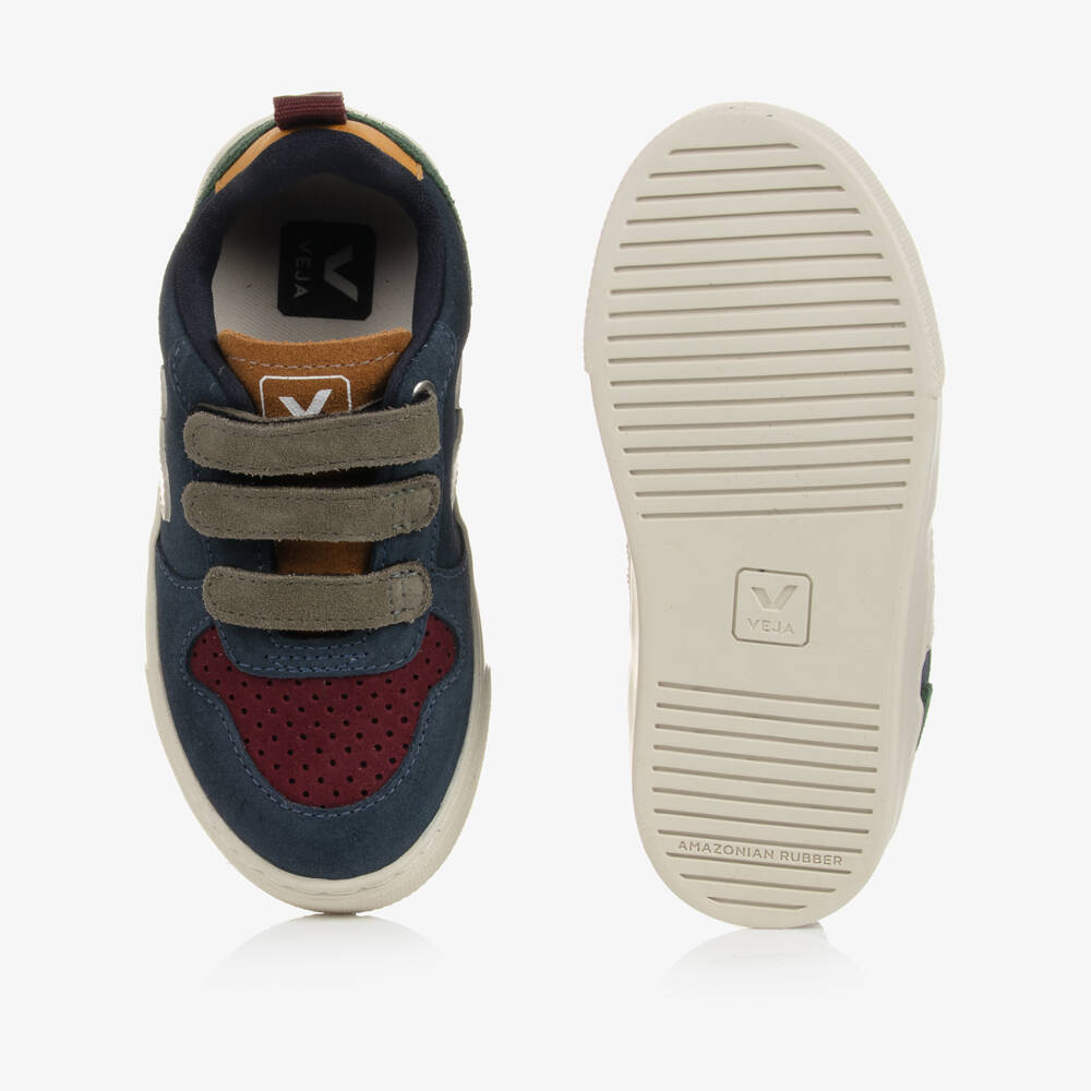 VEJA-Boys Blue Colourblock Suede Leather V-10 Trainers | Childrensalon Outlet
