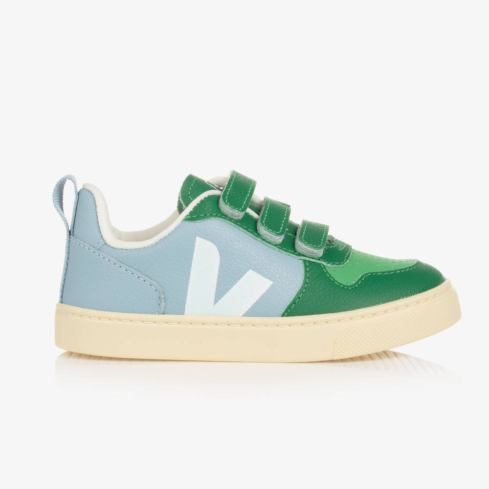 VEJA Boys Blue Green V 10 Velcro Trainers Childrensalon Outlet