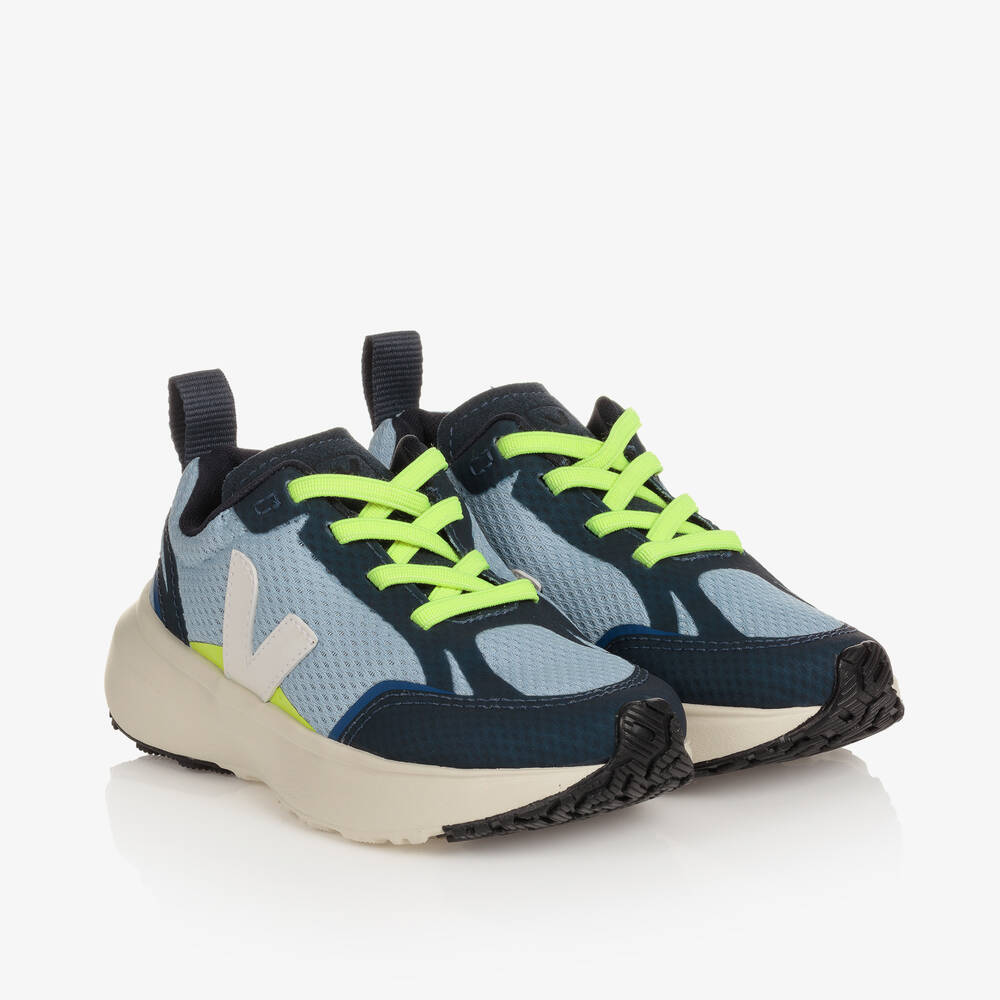 VEJA - Boys Blue & White Canary Alveomesh Trainers | Childrensalon