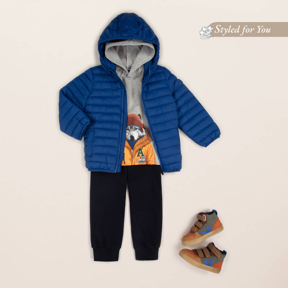 VEJA-Boys Brown & Blue Suede Leather V-10 Trainers | Childrensalon Outlet