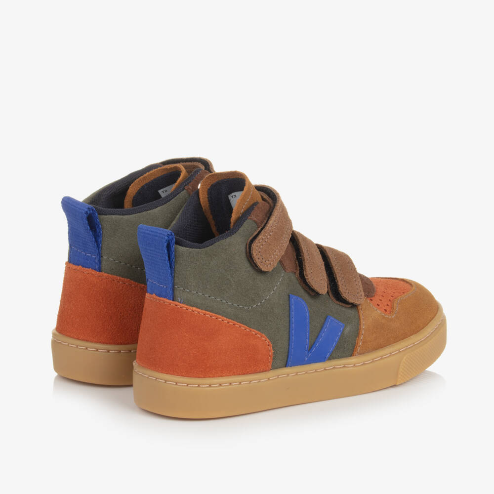 VEJA-Boys Brown & Blue Suede Leather V-10 Trainers | Childrensalon Outlet