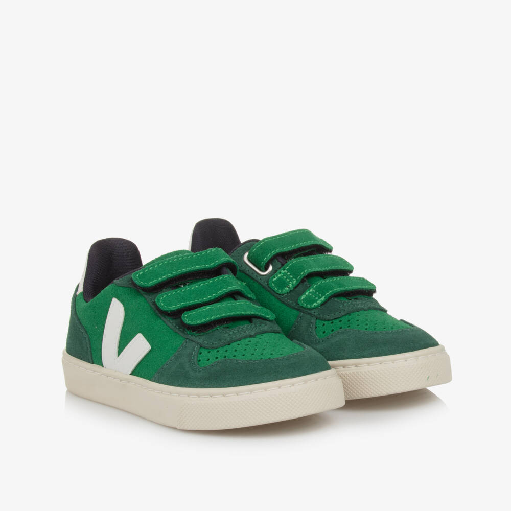 VEJA-Boys Green Suede Leather V-10 Trainers | Childrensalon Outlet