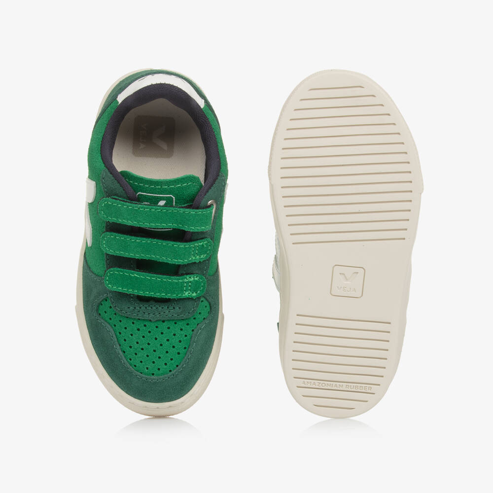 VEJA-Boys Green Suede Leather V-10 Trainers | Childrensalon Outlet