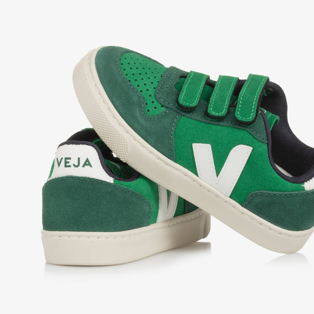 VEJA-Boys Green Suede Leather V-10 Trainers | Childrensalon Outlet