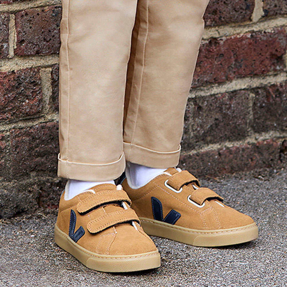 VEJA-Brown Suede Leather Esplar Trainers | Childrensalon Outlet