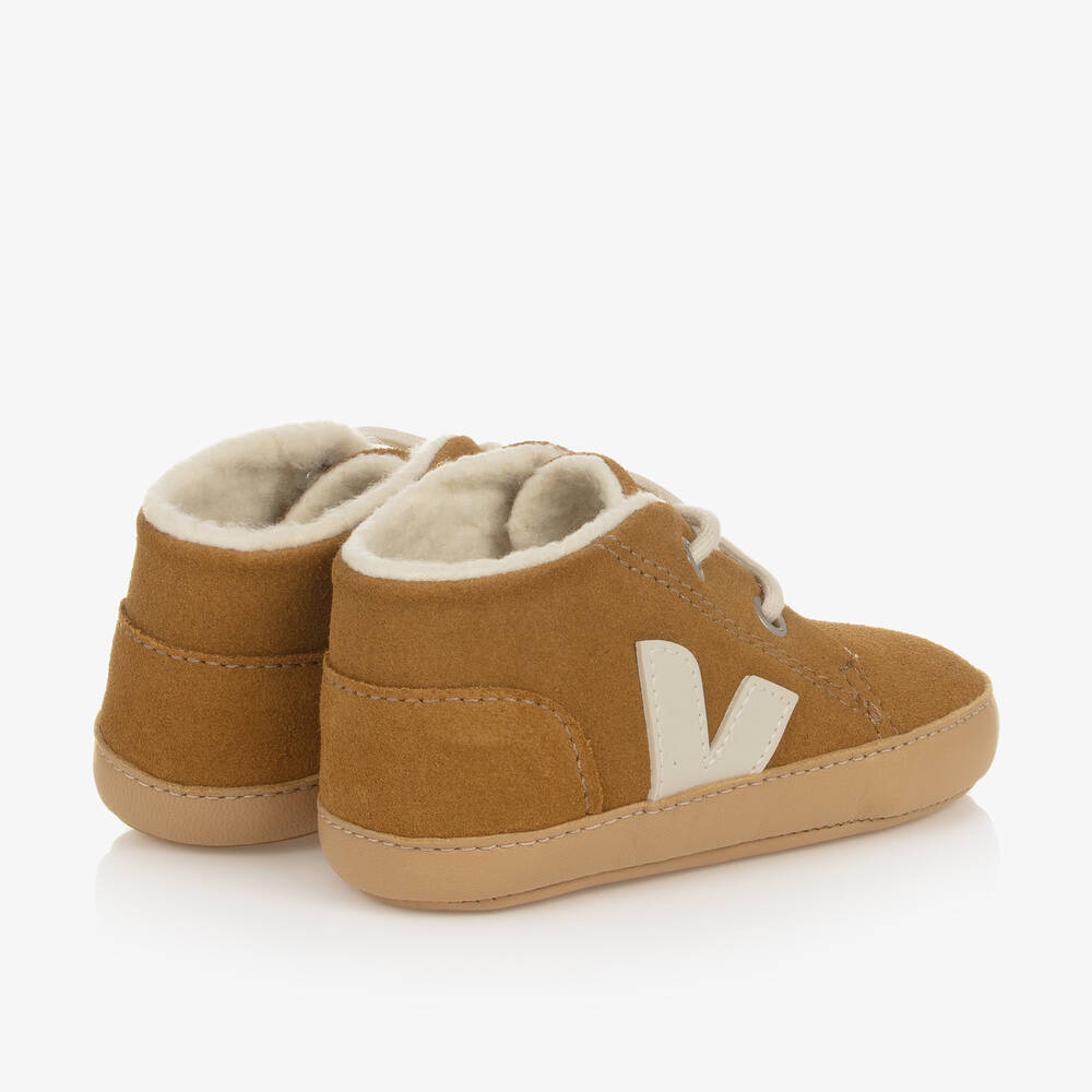 VEJA-Brown Suede Leather Pre-Walker Shoes | Childrensalon Outlet