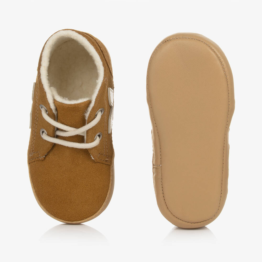 VEJA-Brown Suede Leather Pre-Walker Shoes | Childrensalon Outlet