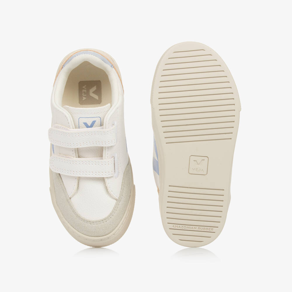 VEJA-حذاء رياضي للبنات من الجلد الأبيض والذهبي | Childrensalon Outlet