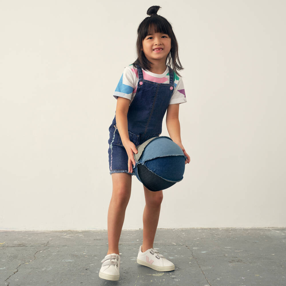 VEJA-Girls White & Pink Leather Esplar Trainers | Childrensalon Outlet