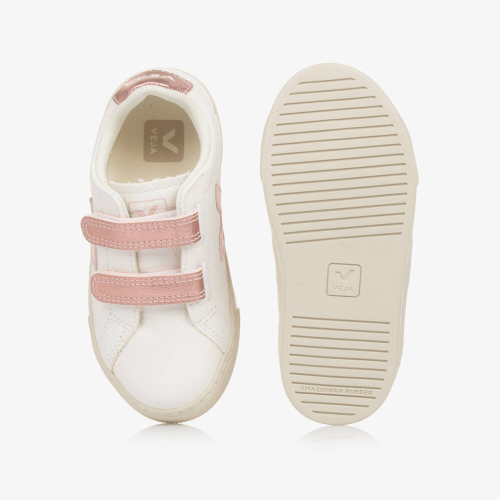 VEJA-Кожаные кроссовки розовые и белые для девочек | Childrensalon Outlet