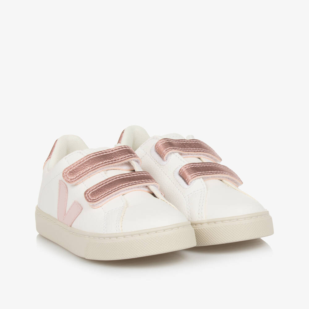 VEJA-Кожаные кроссовки розовые и белые для девочек | Childrensalon Outlet