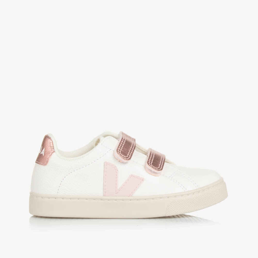VEJA-Кожаные кроссовки розовые и белые для девочек | Childrensalon Outlet