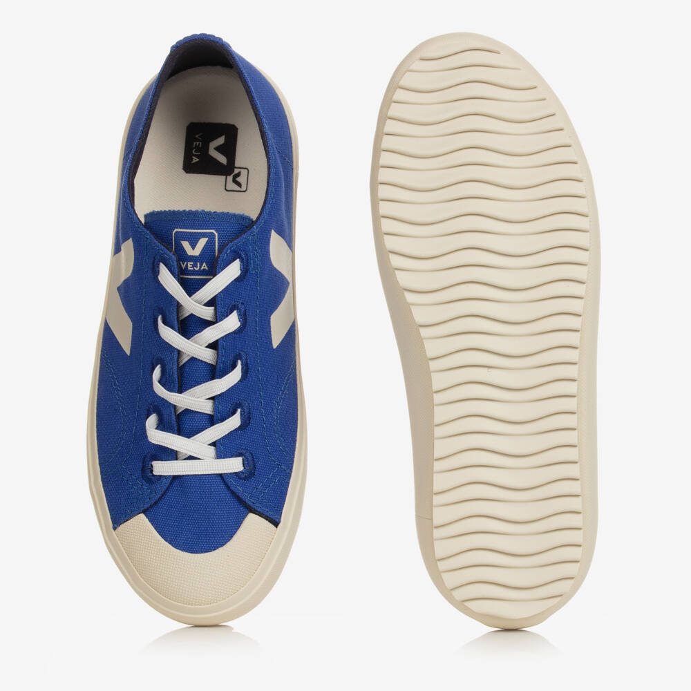 VEJA-ترينرز تينز كانفاس لون أزرق وعاجي | Childrensalon Outlet