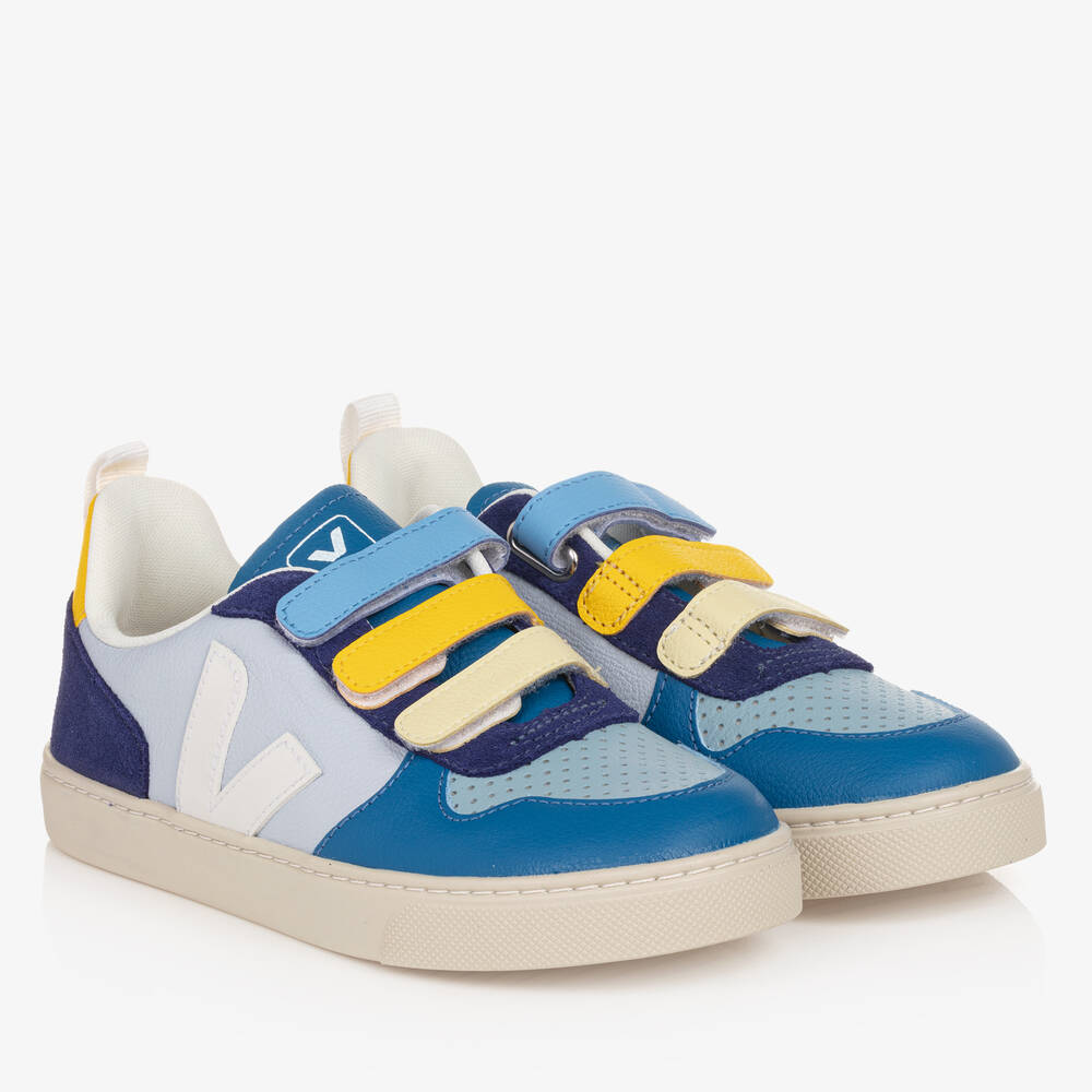 VEJA-Teen Boys Blue & White Leather V-10 Trainers | Childrensalon Outlet