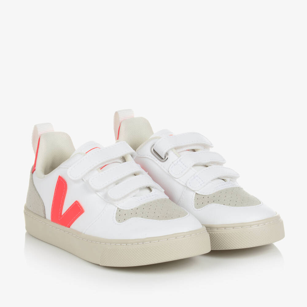 VEJA-Teen Girls White & Pink Trainers | Childrensalon Outlet
