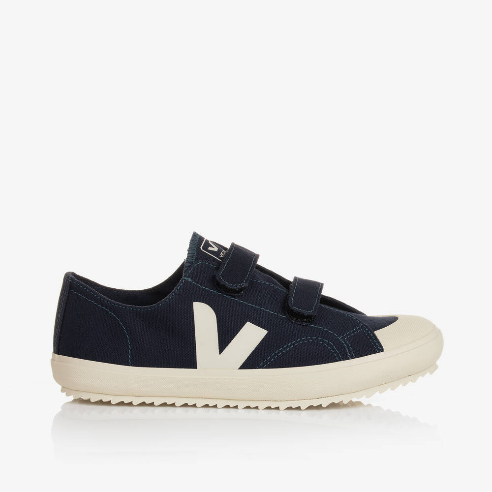 VEJA Teen Navy Blue Ivory Ollie Canvas Trainers