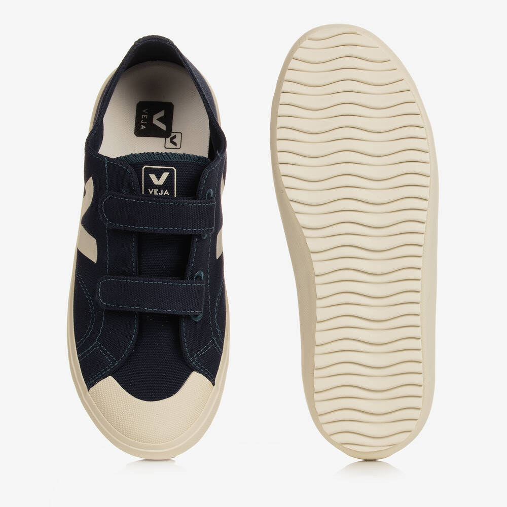 VEJA-Teen Navy Blue & Ivory Ollie Canvas Trainers | Childrensalon Outlet