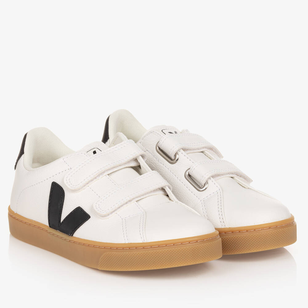 VEJA-Teen White & Black Leather Esplar Trainers | Childrensalon Outlet