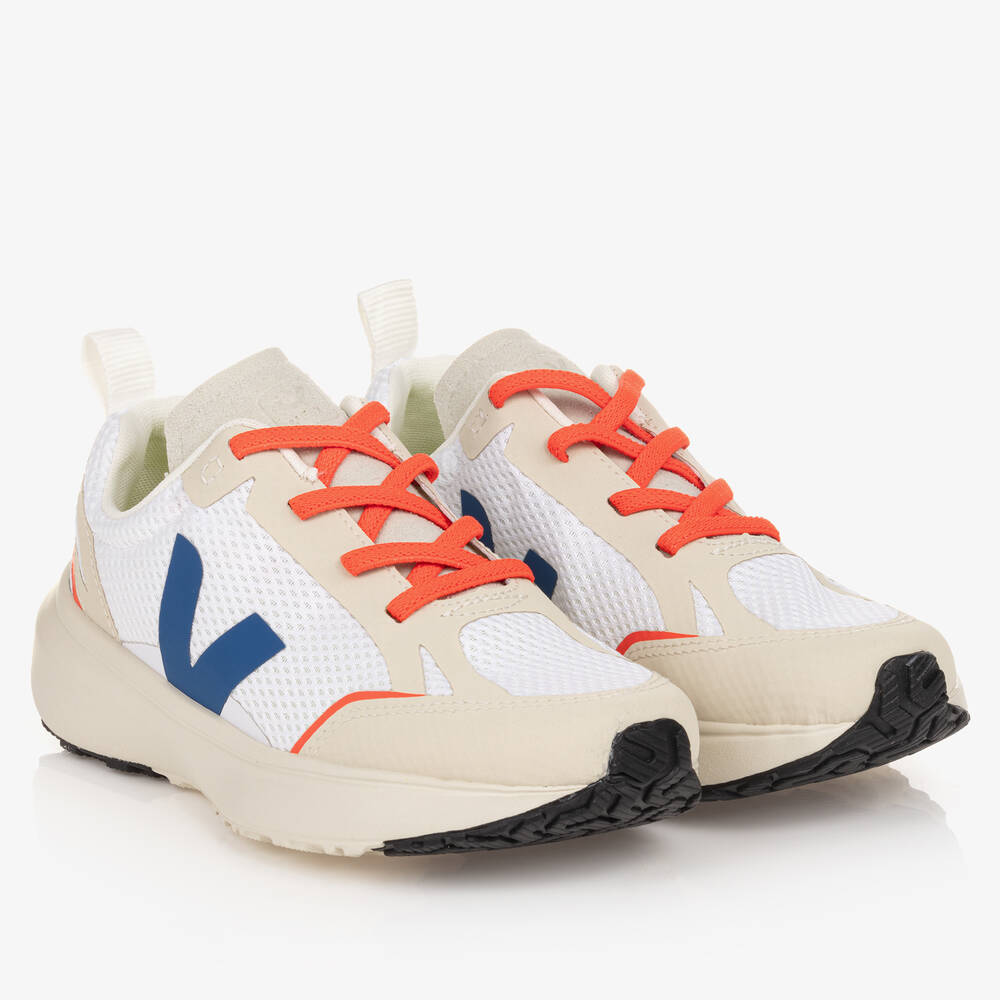 Teen White Blue Canary Alveomesh Trainers