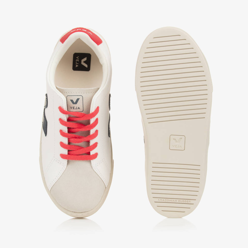 VEJA-Teen White & Blue Esplar Leather Trainers | Childrensalon Outlet